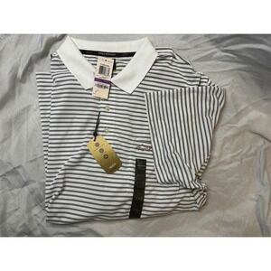 Greg Norman Tasso Elba Golf Polo Shirt Mens XXL White Navy Stripe PlayDry NWT